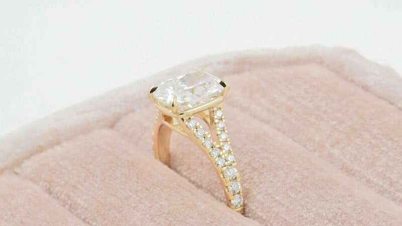 Diamond ring in a pink box